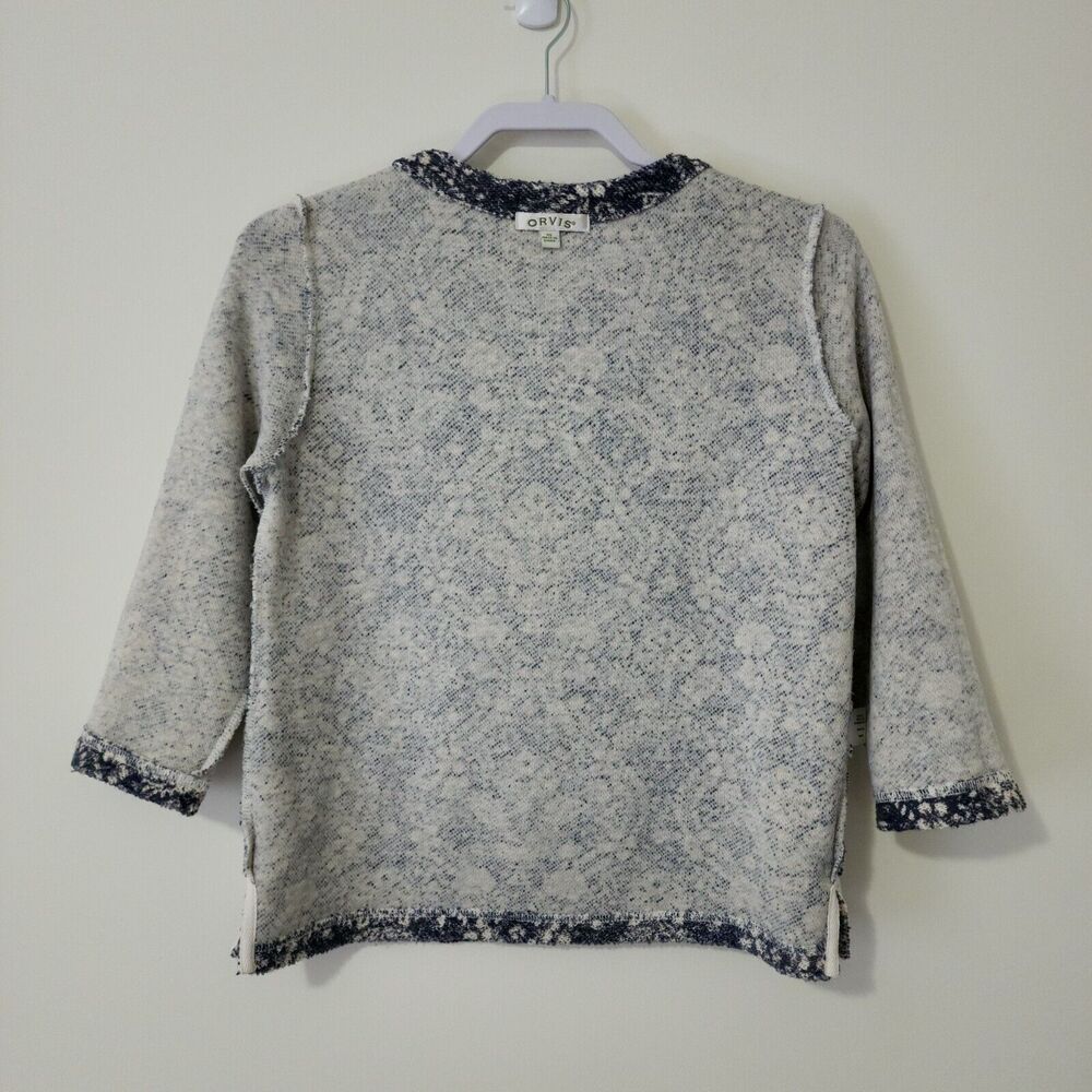 Orvis Womens 3/4 Sleeve Pullover Grey Blue Stretch Lace-Up Sweatshirt Size XS - Picture 4 of 7